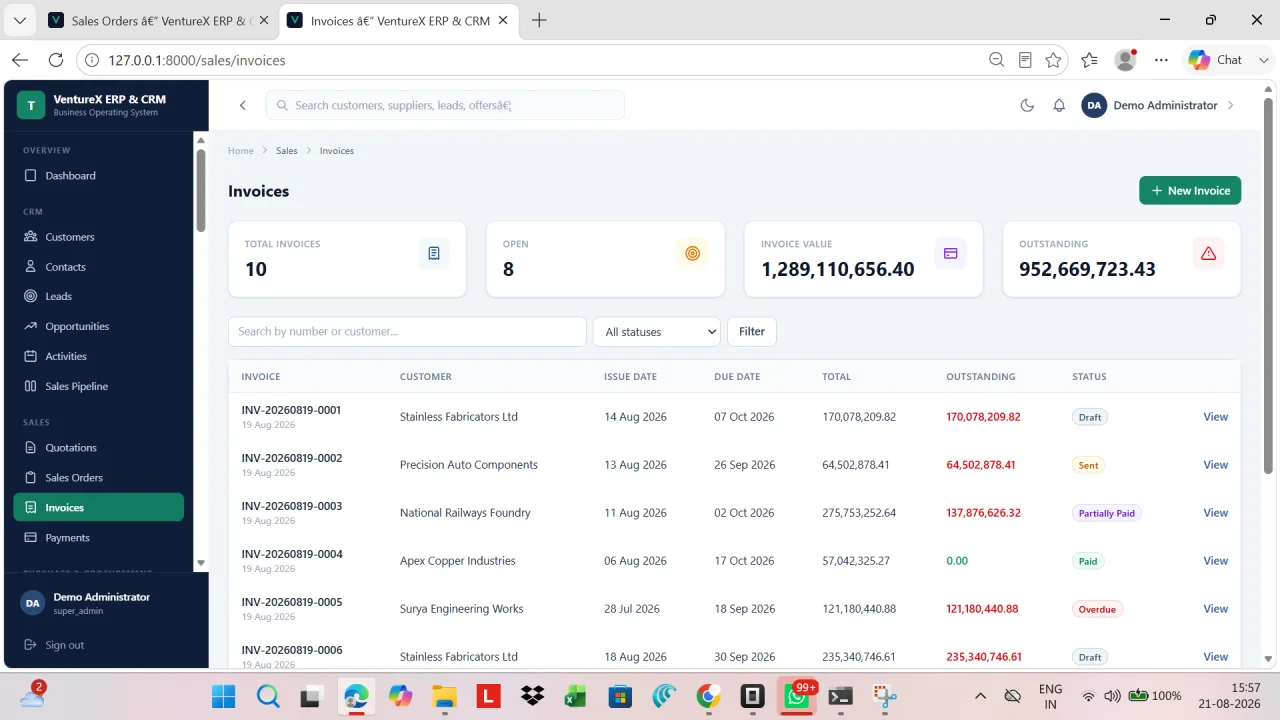VentureX ERP & CRM AI-Powered Business Operating System — screenshot 9