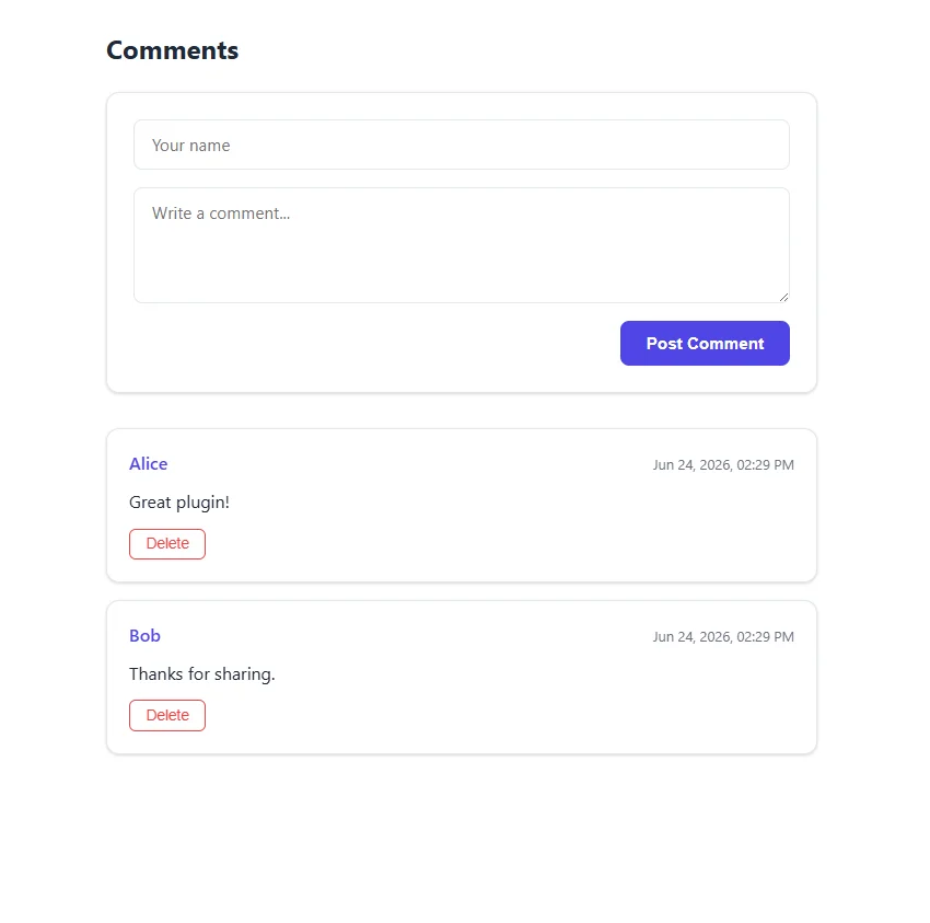 React Modern Comments Plugin. Backend-Agnostic — screenshot 1
