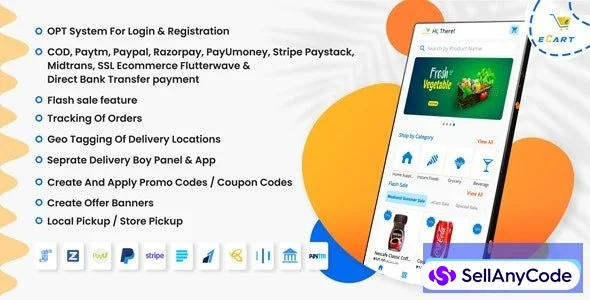 eCart - Grocery, Food Delivery, Fruits & Vegetable Store, Full Android eCommerce App