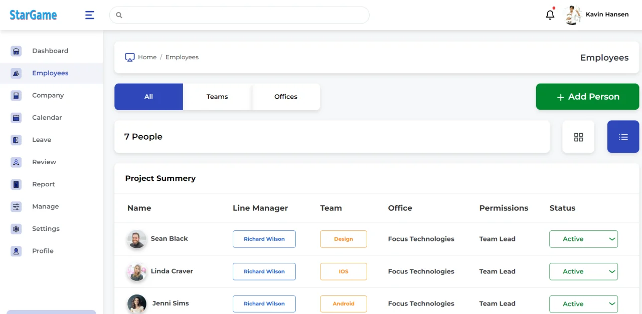 Dashboard - Human Resources Management in HTML — screenshot 2