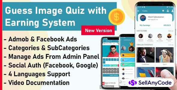 Guess Image and Earn Money App + Admin Panel