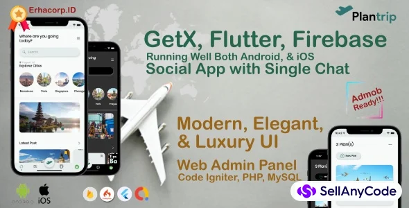 PlanTrip - Social Flutter v.2.10 Full App with Chat | Web Admin Panel | AdMob Google