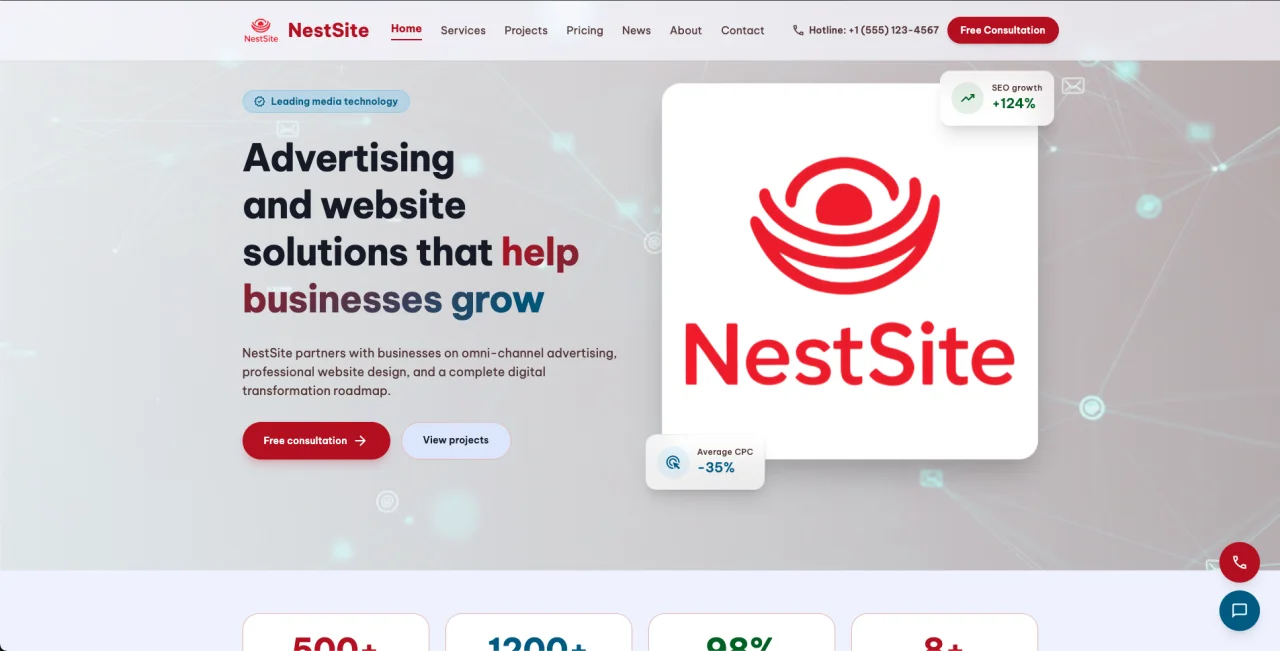 NestSite React/NestJS Agency Website + CMS — screenshot 1