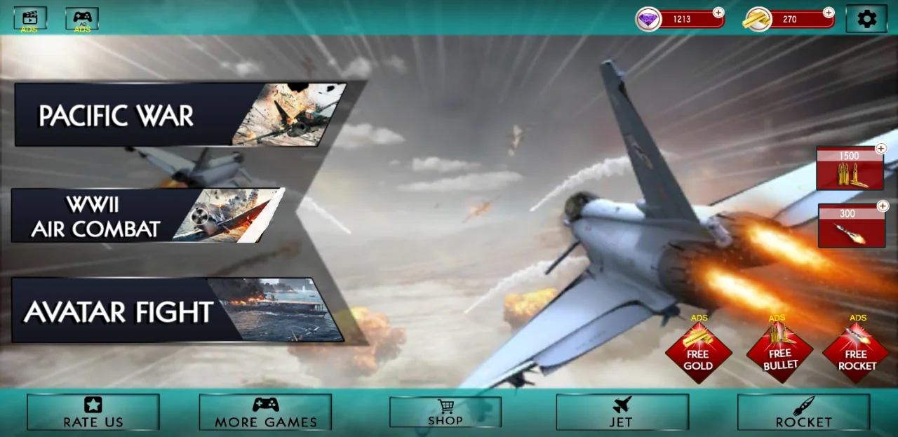 Air Jet Fighter -Unity 3D Action Game Source Code — screenshot 1