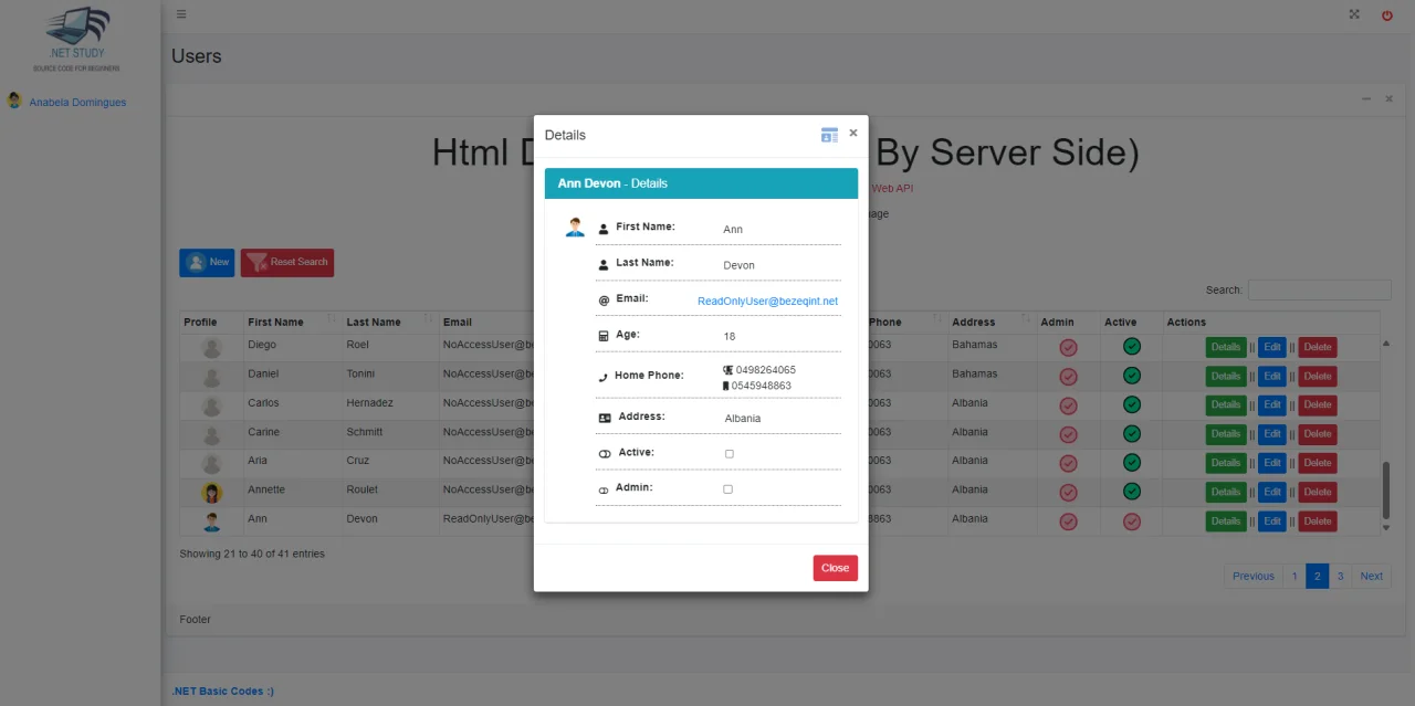 HTML Datatable with API — screenshot 4