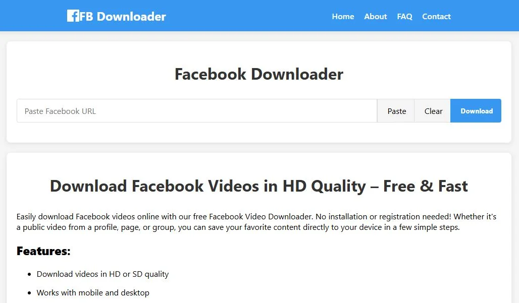 Facebook Videos & Reels Downloader — screenshot 1