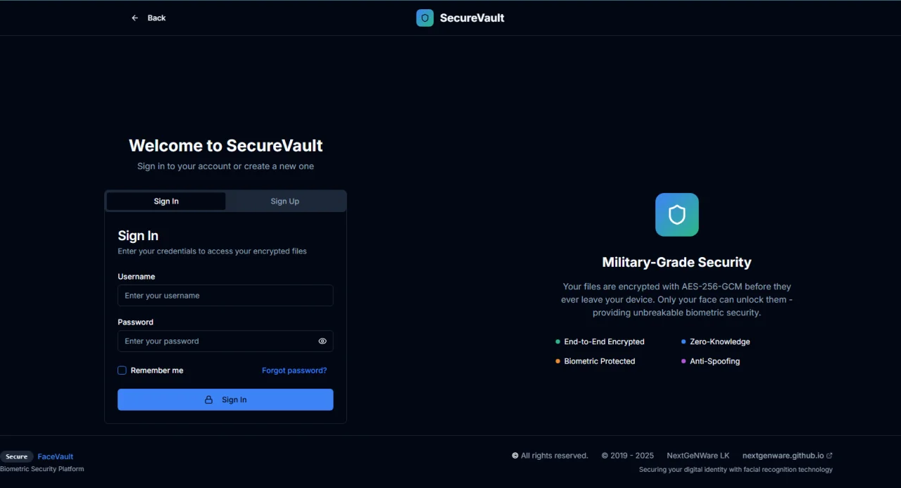FaceVault - Secure Face Recognition Authentication System — screenshot 2