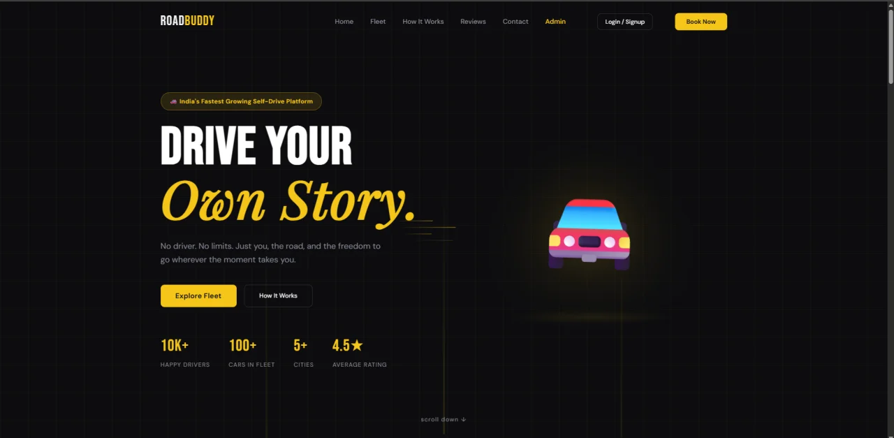 RoadBuddy - Premium Self-Drive Car Rental Platform — screenshot 1