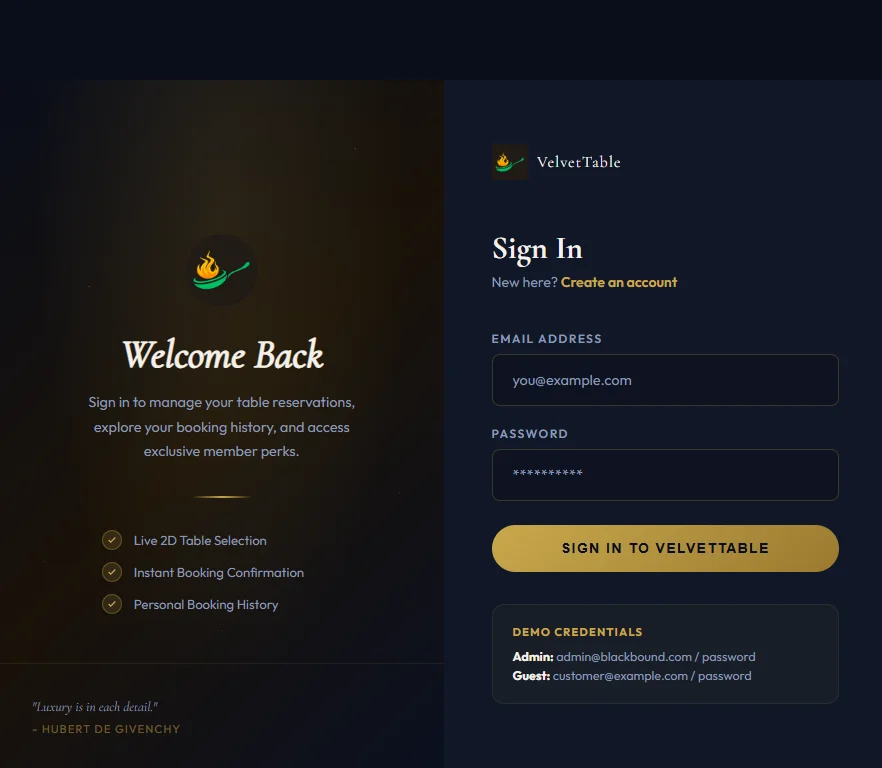 VelvetTable PHP Luxury Hotel & Restaurant Booking Template — screenshot 2