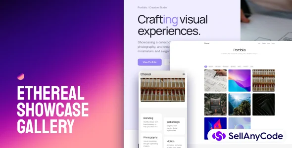 Ethereal Showcase Gallery Template React JS
