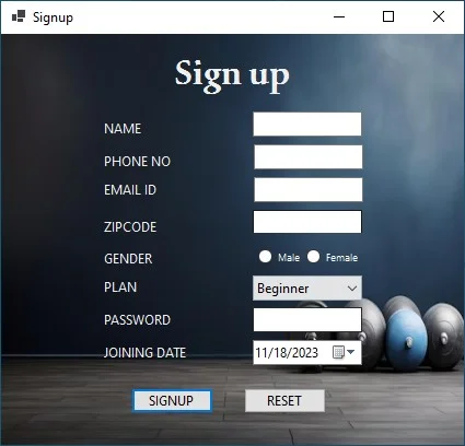 Gym Management System Project — screenshot 1