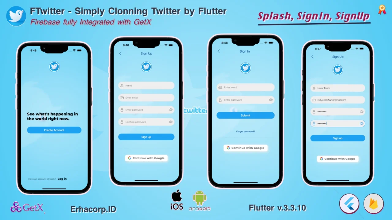 FTwitter - Clone Simply Twitter Flutter App with Multi Payments | Firestore | GetX — screenshot 1