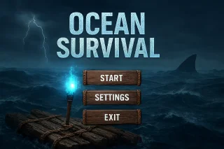 Ocean Survival Crypto Game - Raft, Megalodon & Blue Torch Adventure