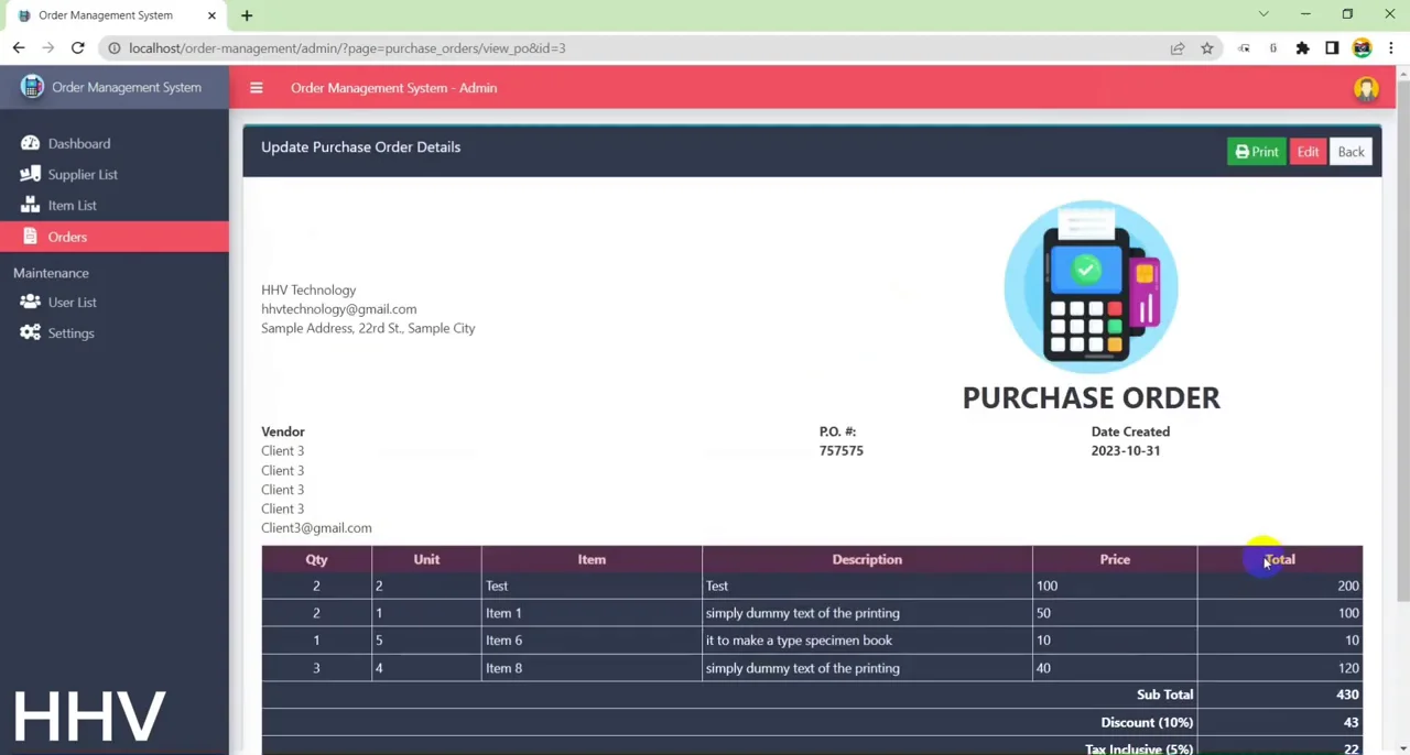 Inventory Management System — screenshot 4