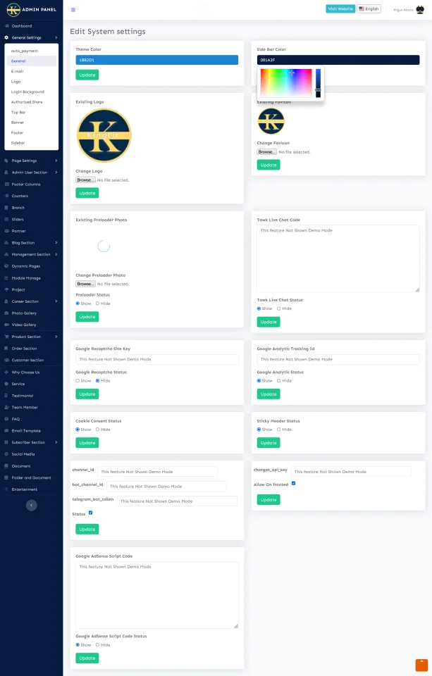 KingLit CMS Multipurpose Laravel Website CMS with AI Chat and File Manager — screenshot 8