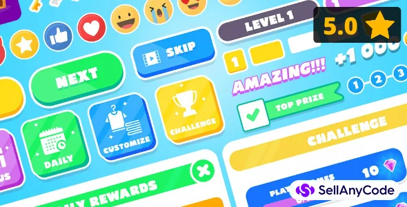 Universal Hyper-Casual UI for Mobile Games (PSD + PNG)