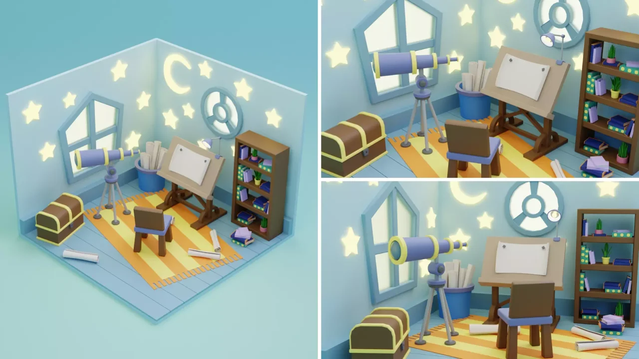 Low Poly Cartoon Profession Rooms — screenshot 3