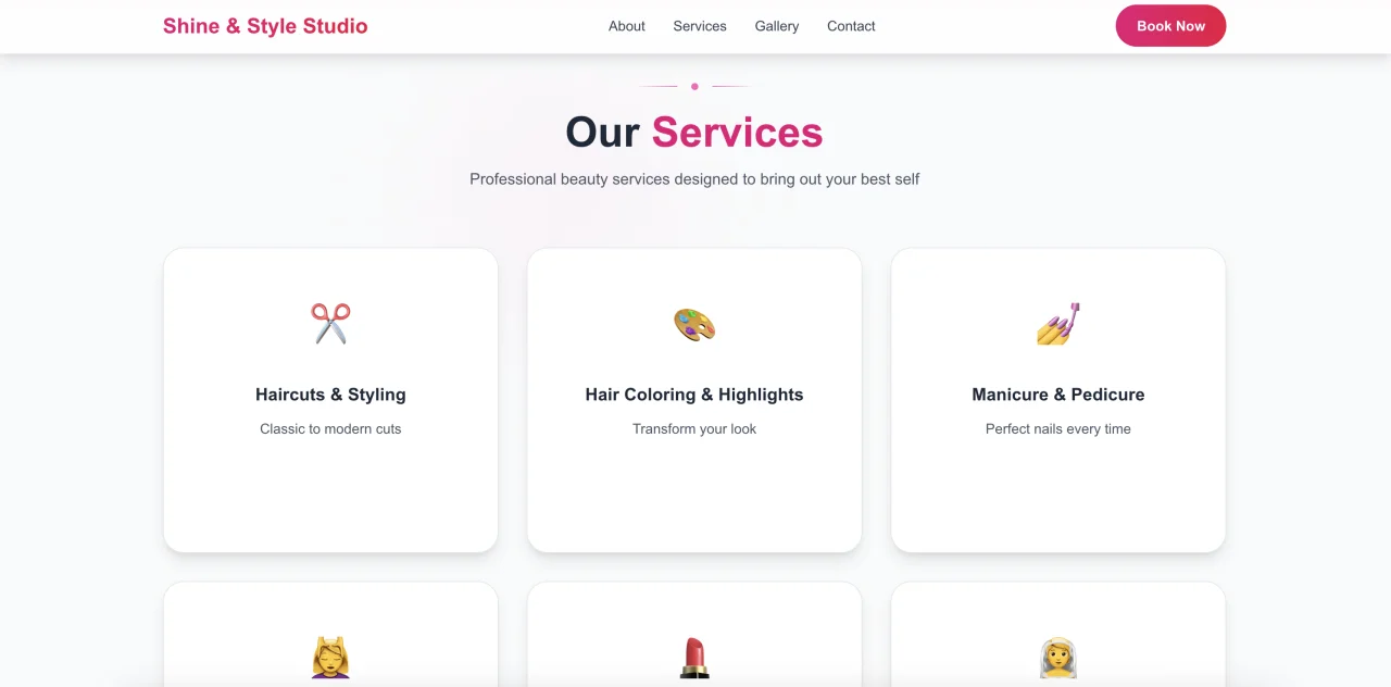 Shine & Style Elegant Next.js Template for Beauty Studios — screenshot 4