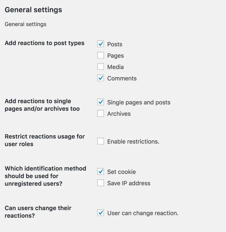 Reactions WordPress Plugin — screenshot 2