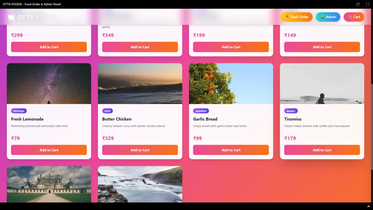 OTTX - FOODS E-Commerce with Admin and User Panels — screenshot 1