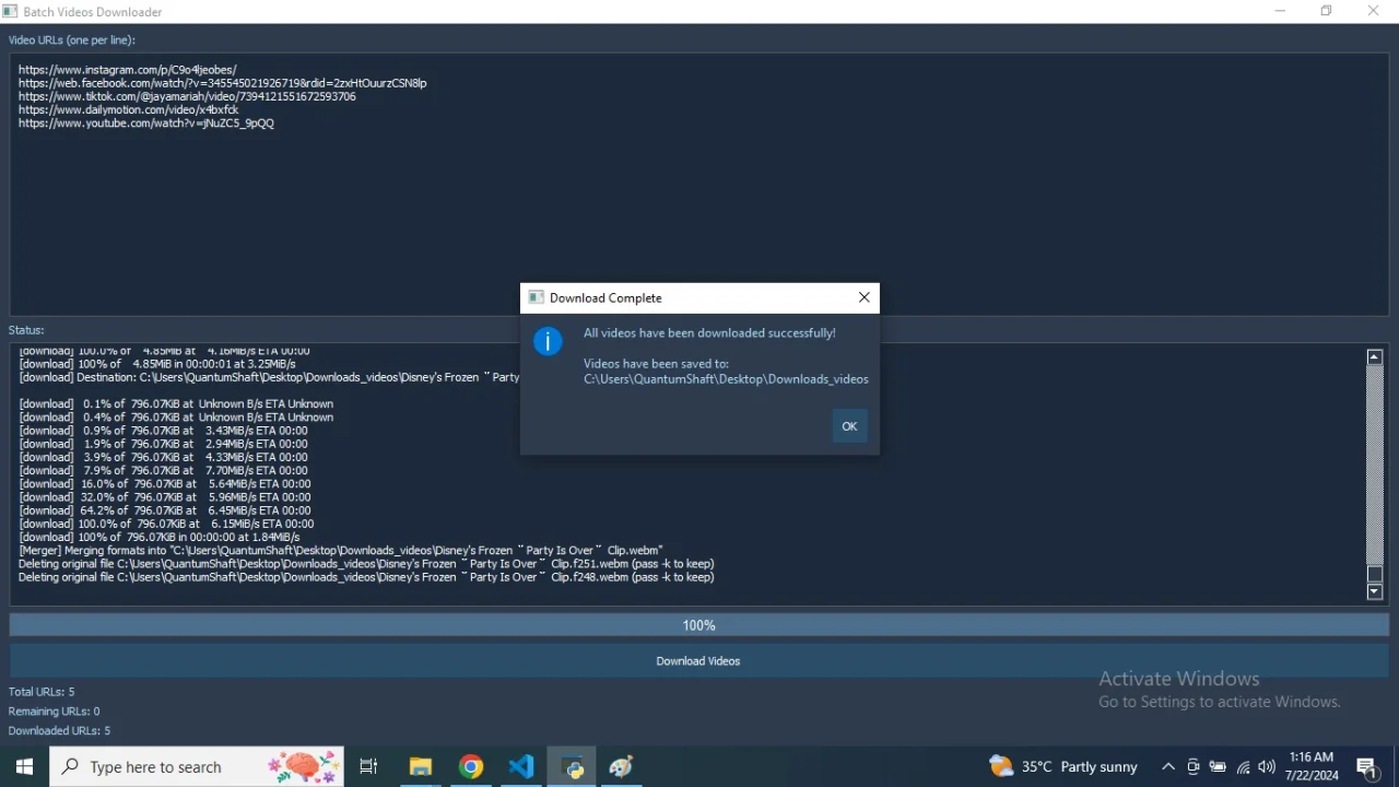 All in One Batch Videos Downloader — screenshot 3