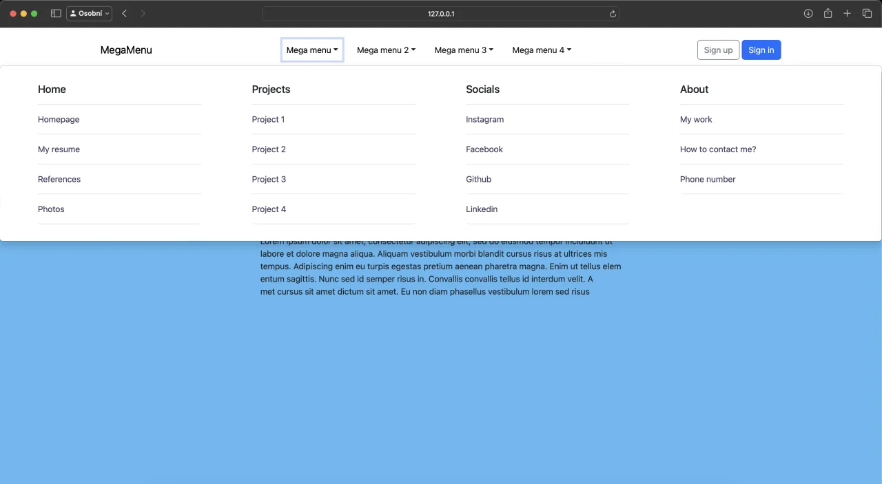Losik's Mega Menu — screenshot 1