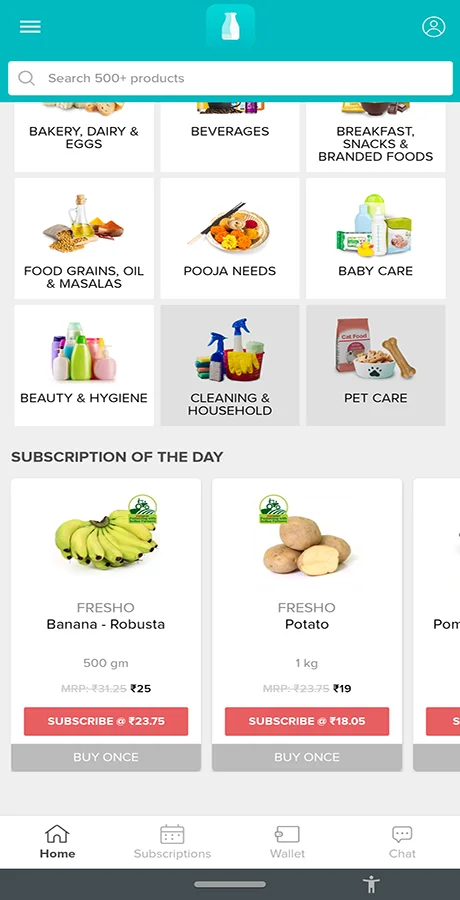 Milk, Water & Vegetable Subscription Android App | Wallet Based Model Like Milkbasket — screenshot 4