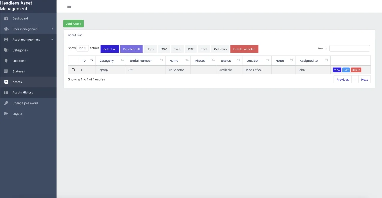 Headless Asset Management — screenshot 3