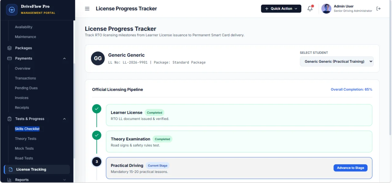 DriveFlow Pro - Driving School Management System — screenshot 2