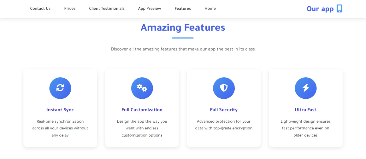 Landing Page for Apps — screenshot 1