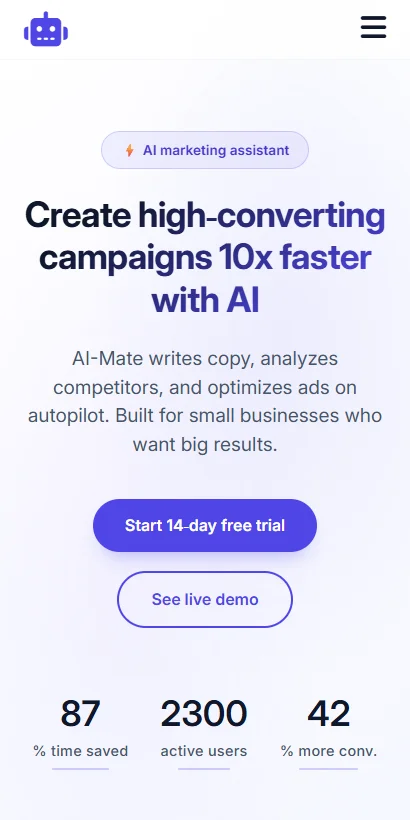 AI-Mate - AI Marketing Assistant Landing Page HTML Template — screenshot 3