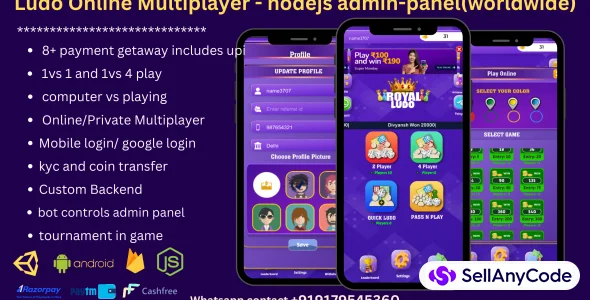 Ludo Online Multiplayer - Node.js with Admin Panel