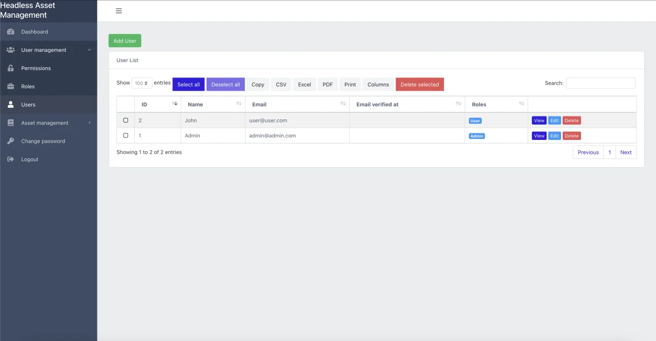Headless Asset Management — screenshot 1