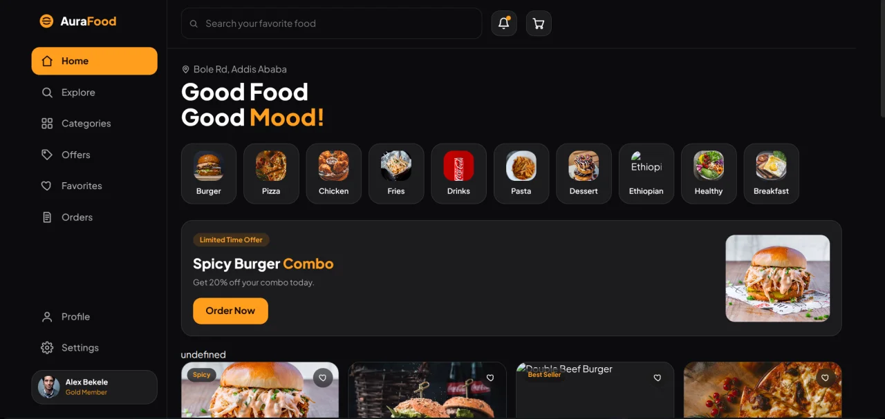 AuraFood - Restaurant & Food Delivery Web UI Kit — screenshot 1