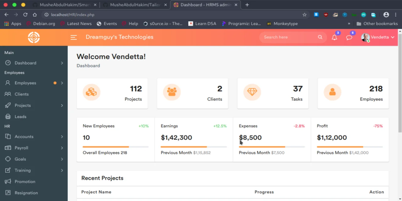 Dreamguys Technologies HRMS System — screenshot 1