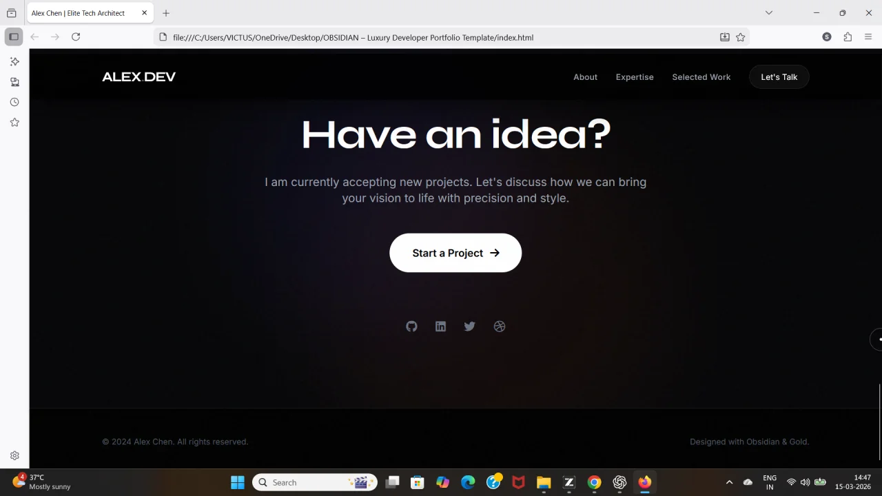 OBSIDIAN Luxury Developer Portfolio Template — screenshot 4
