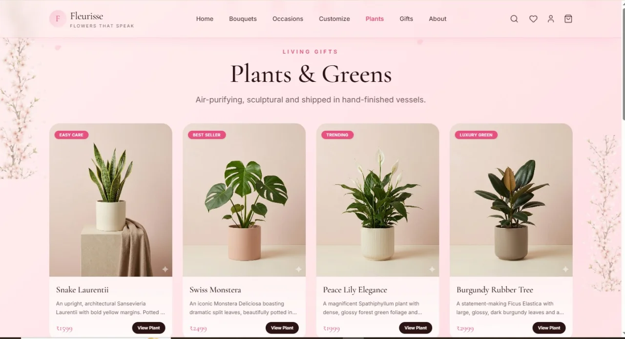 Fleurisse Luxury Floral E-Commerce UI — screenshot 2