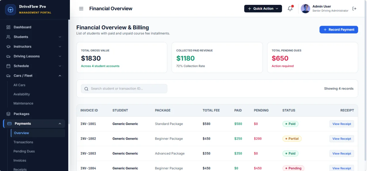 DriveFlow Pro - Driving School Management System — screenshot 3