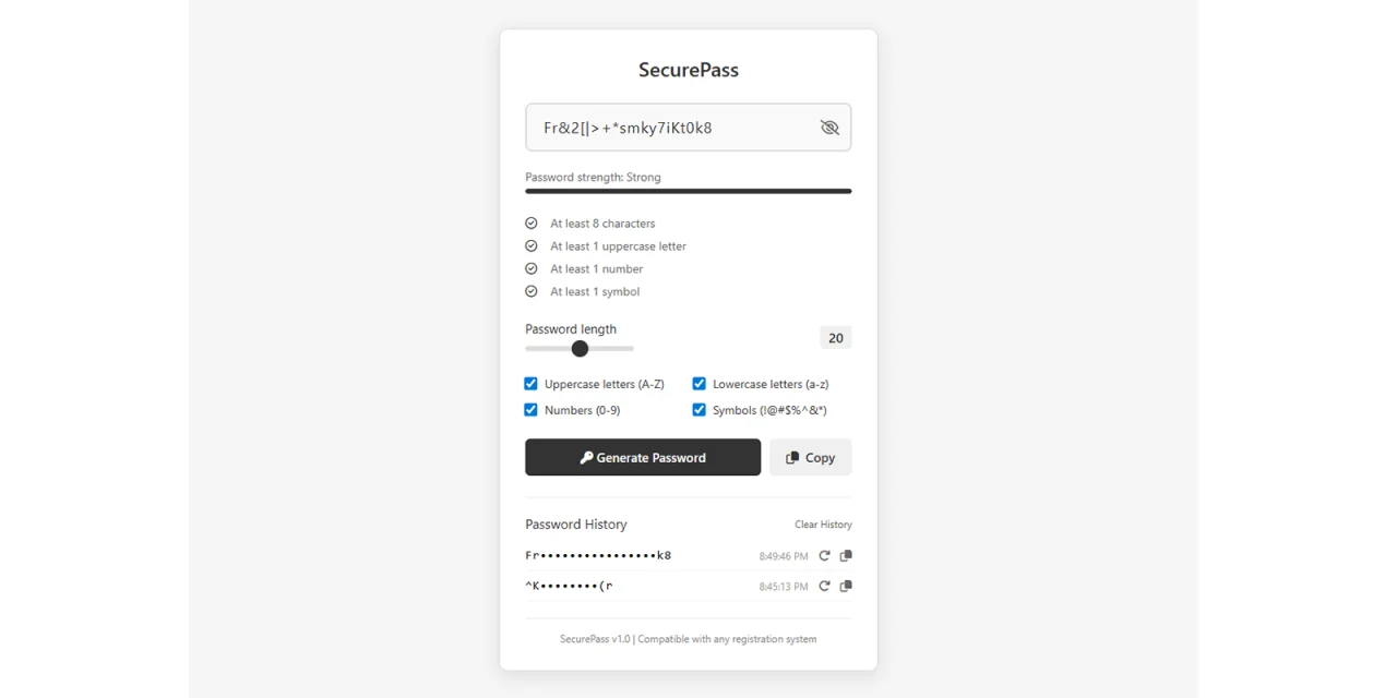 SecurePass, Password Generator — screenshot 1