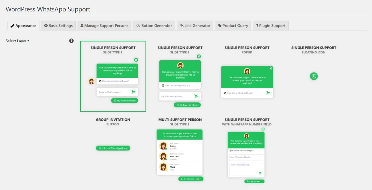 WordPress WhatsApp Support — screenshot 1