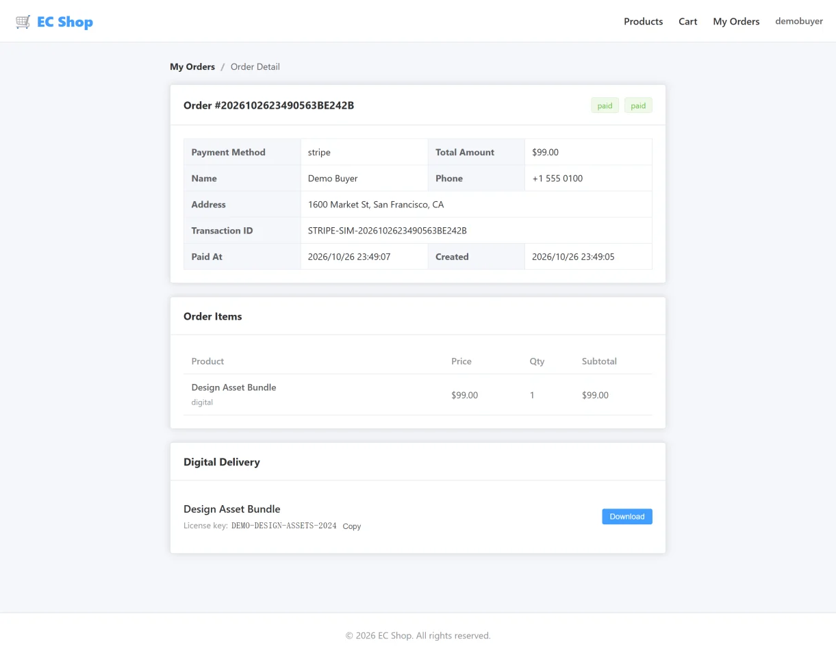 EC Shop Python FastAPI + Vue 3 eCommerce Script, Stripe, PayPal, Paddle, Lemon Squeezy, Polar + COD — screenshot 5