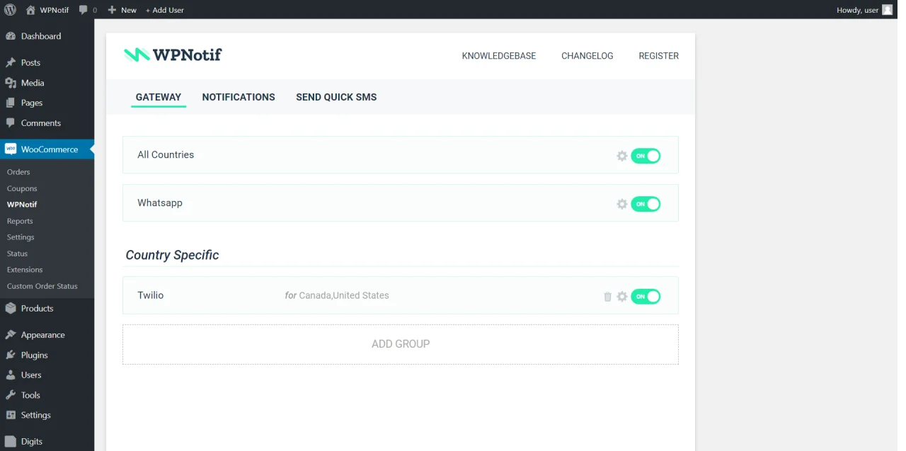 WPNotif: WordPress SMS & WhatsApp Message Notifications — screenshot 1