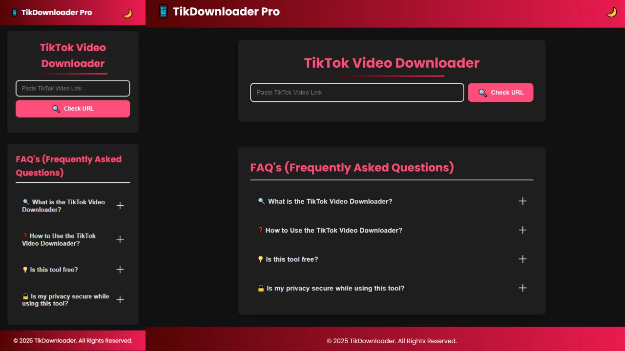 TikTok Video Downloader Without Watermark Pure Frontend Tool — screenshot 1