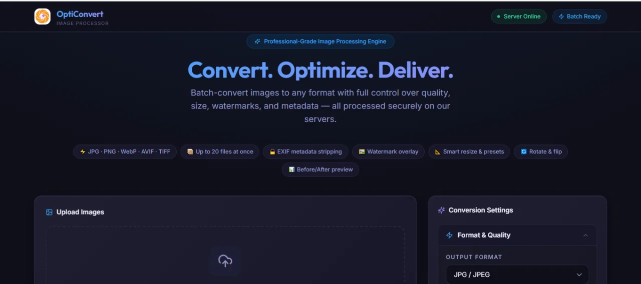 OptiConvert Pro - Batch Image Converter API — screenshot 5