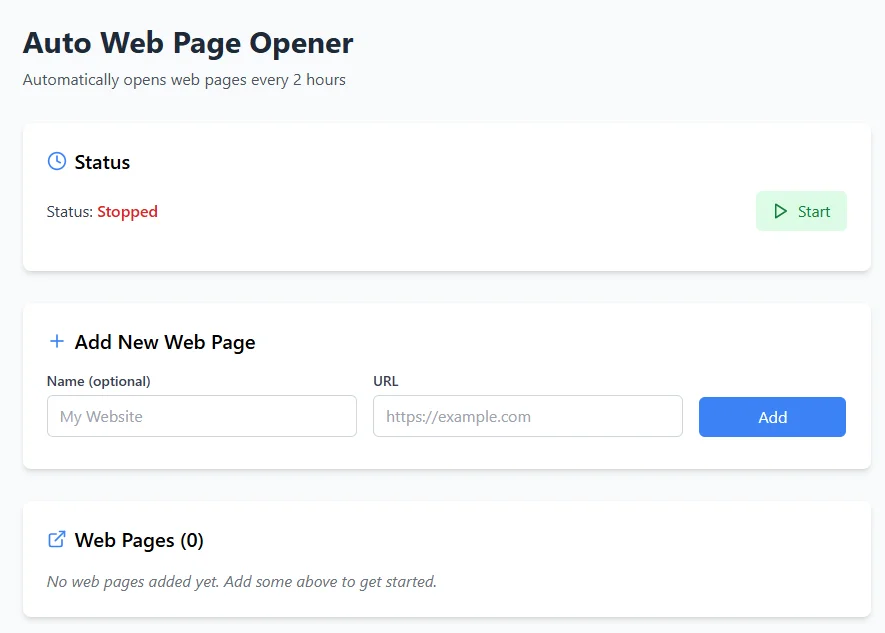 AutoWebPageOpener — screenshot 1