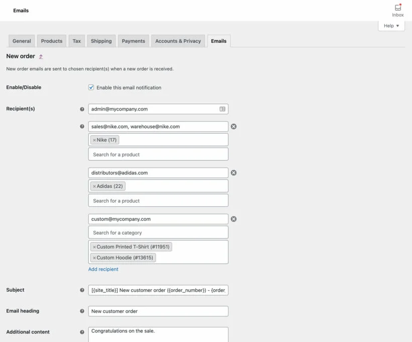 Barn2 WooCommerce Multiple Email Recipients — screenshot 4