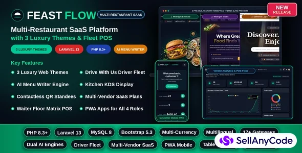 FeastFlow - Multi-Restaurant Food SaaS & POS — cover