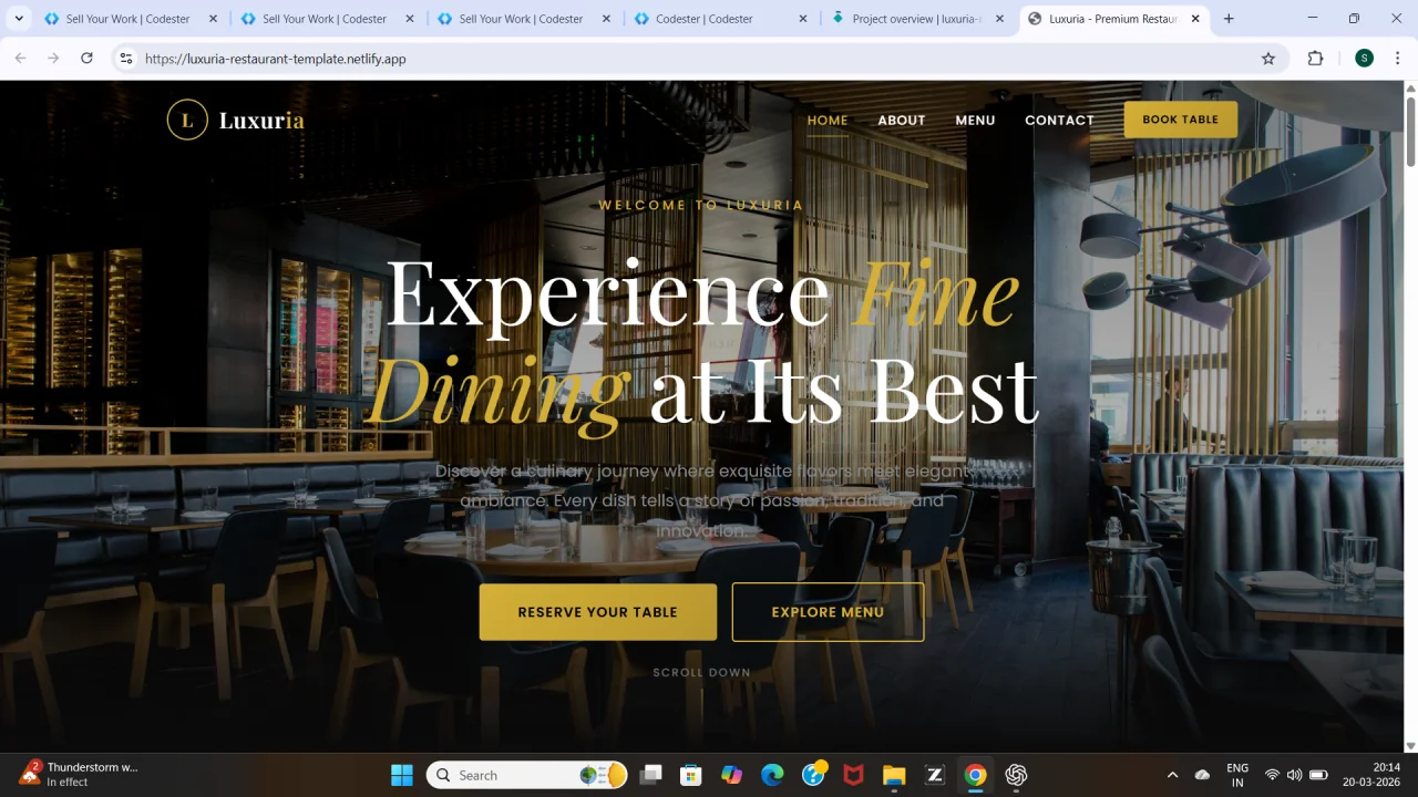 Luxuria Luxury Restaurant HTML Template — screenshot 1