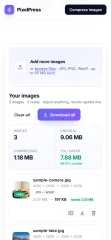 PixelPress - Browser Image Compressor for JPG, PNG & WebP (React + TypeScript)