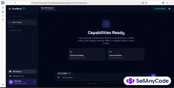 ChatNova X Futuristic AI ChatGPT Interface Dashboard